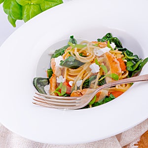 Chicken spinach pasta