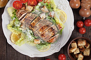 Chicken steak with caesar salad