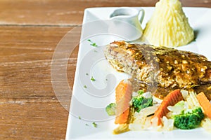 chicken steak with mashed potato