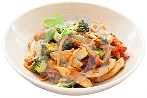 Chicken stir fry with sweet potato noodles