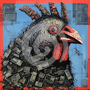 Chicken In The Stoop: A Punk Art Inspired Money Themed Industrial Painting