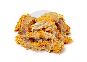 Chicken Strips Isolated, Breaded Nuggets, Crispy Fry Chicken Meat, American Deep Fried Crunchy Fillet Pieces