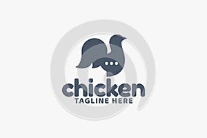 chicken talk ogo with a combination of a cute chicken with a chat or bubble photo