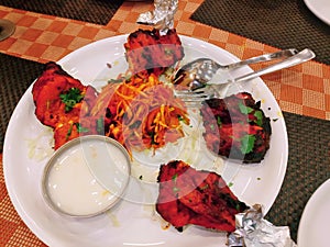 Chicken tandoori in the Indian food