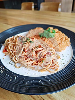 Chicken terayaki with spaghetti khas