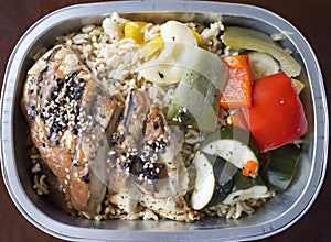 Chicken teriyaki with rice and zucchini