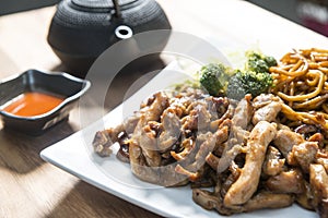 Chicken Teriyaki on a white plate