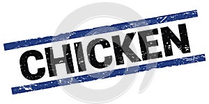 CHICKEN text on black-blue rectangle stamp sign