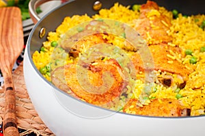 Chicken Thigh and Rice Biryani with Green Peas