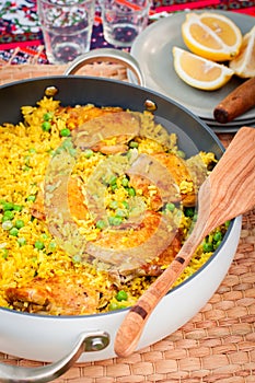 Chicken Thigh and Rice Biryani with Green Peas