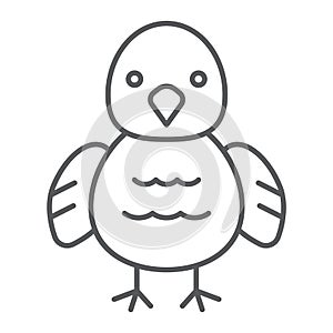 Chicken thin line icon, animal and bird, chick sign, vector graphics, a linear pattern on a white background.