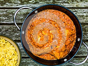 Chicken Tikka Masala Indian Takeaway Curry With Pillau Rice