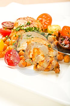 Chicken with tomatoes and Garbanzo Beans photo