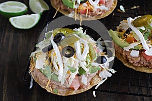 Chicken Tostadas with Fresh Toppings