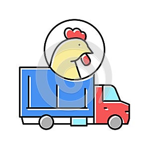 chicken truck transportation color icon vector illustration