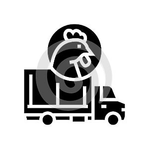 chicken truck transportation glyph icon vector illustration