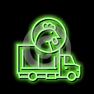 chicken truck transportation neon glow icon illustration