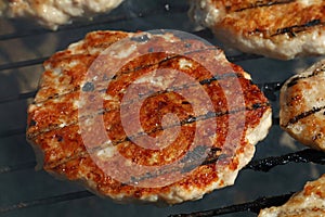 Chicken or turkey burger for hamburger on grill