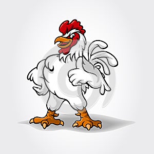 Chicken vector cartoon character smiling and giving thumb up.