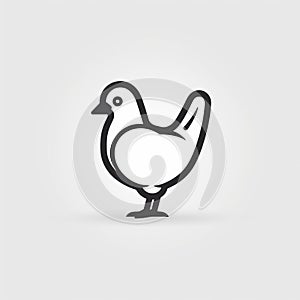 Black Line Chicken Icon Yaka Art Style With Irony And Humor photo