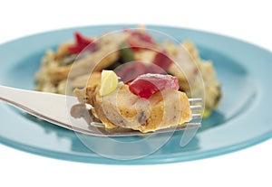Chicken Verde on fork