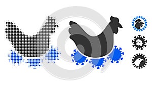 Chicken Virus Halftone and Solid Icon