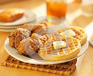 Chicken and waffles with sweet tea