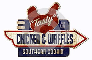 Chicken and Waffles Sign Retro vintage antique