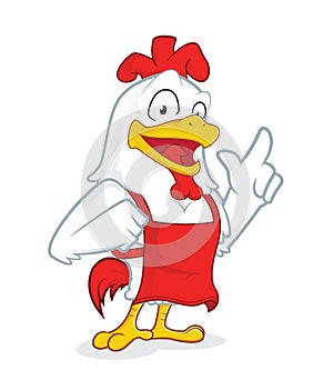 Chicken wearing an apron