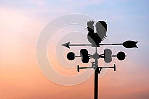 Chicken wind vane with compass and sky