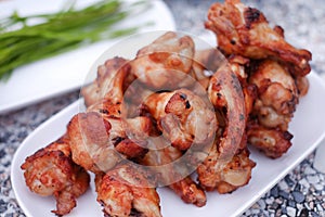 Chicken wing fried on dish