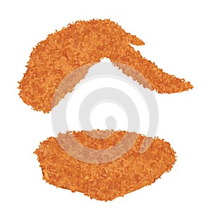 Chicken wing fried on a white background