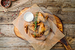 Chicken wings with blue cheese sauce