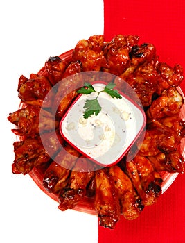 Chicken wings with dipping sauce photo