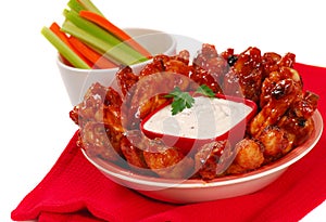 Chicken wings and dipping sauce photo