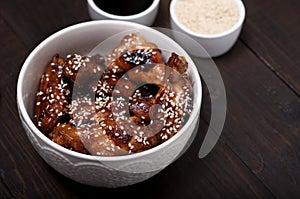 Chicken wings in soy sauce with honey and sesame