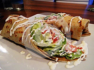 Chicken wrap sandwich at restaurant