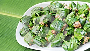 Chicken wrapped pandan raw for fried photo