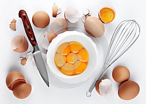 Chicken yelk in plate