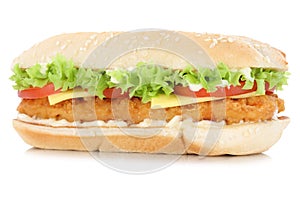 Chickenburger chicken burger cheese isolated