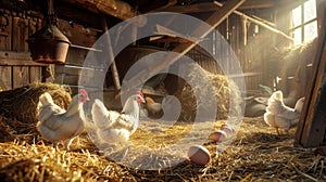 The Chickens in Barn.AI generated image