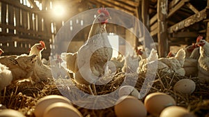 The chickens in barn.AI generated image