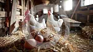 The chickens in the barn.AI generated image