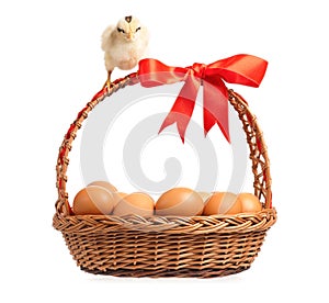 Chickens with basket