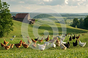 Idyllic Farm Chickens