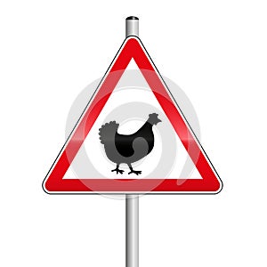 Chickens Hens Crossing Street Sign Caution Fowls