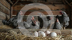 Chickens in a rustic coop.AI generated image