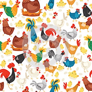 Chickens Seamless Pattern Background