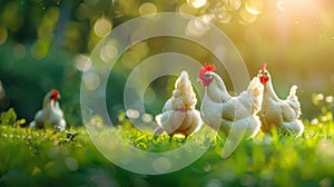 The chickens in sunlight.AI generated image