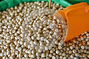Chickpea in bulk, in open air market stall